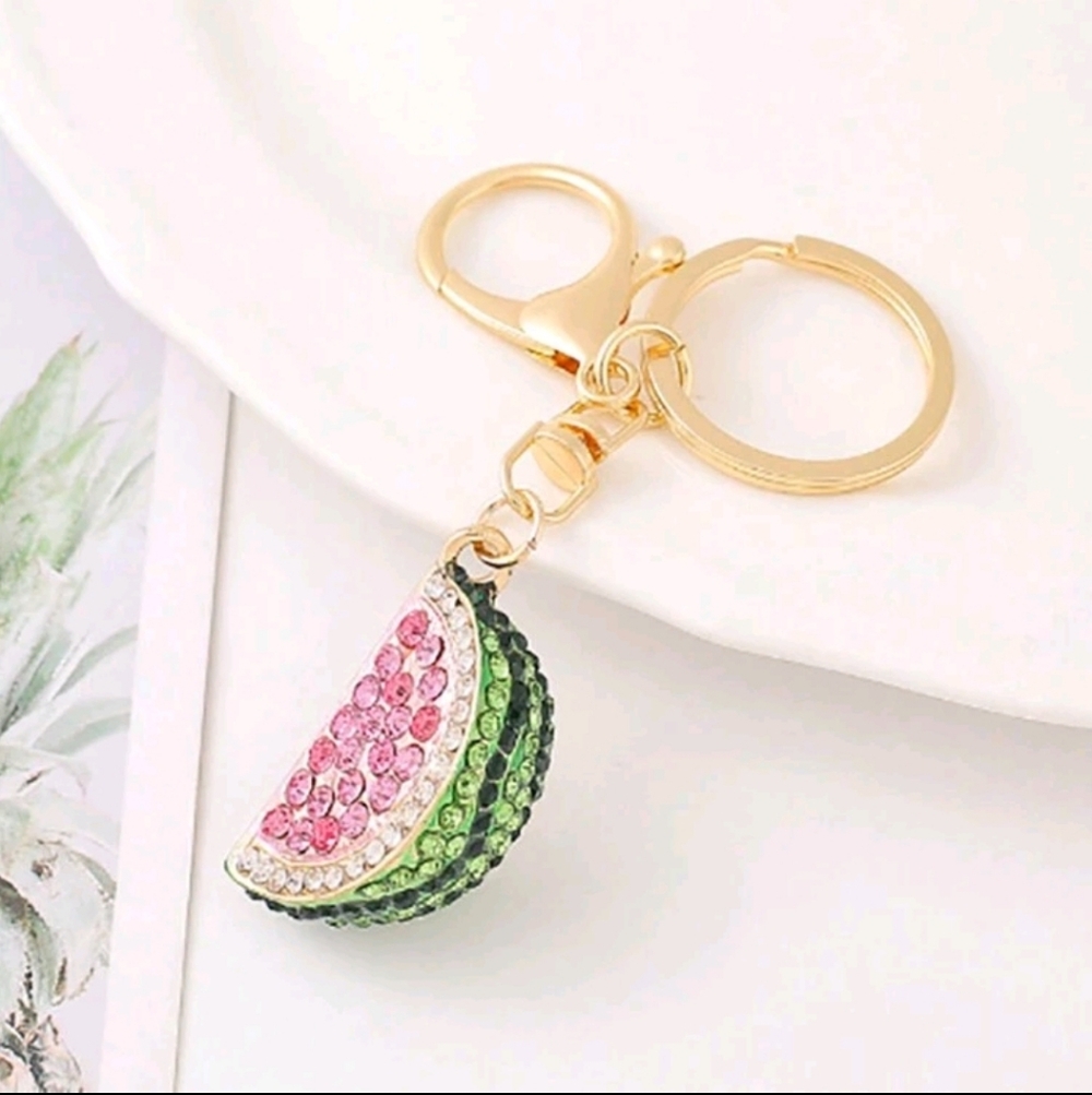 NWT Watermelon Slice Keychain with Rhinestones Bag Charm